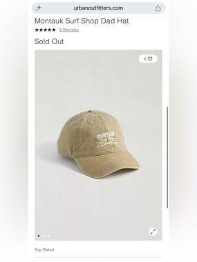 Urban Outfitters “Montauk Surf Shop” Embroidered Baseball Cap - Khaki - LIKE NEW